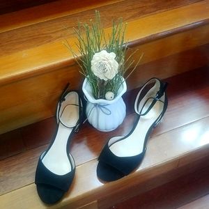 Suede Sandals with Clear Accent Heel